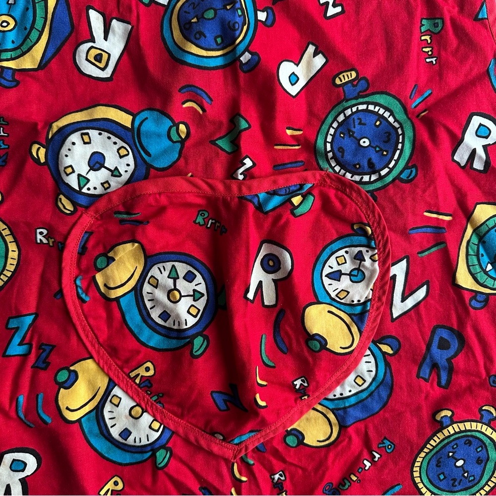 Colorful Red Apron with Fun Print - Picture 2 of 4